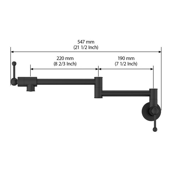 Lordear Brass Wall Mount Black Foldable and Stretchable Two Handle Kitchen Faucet  from Lordear