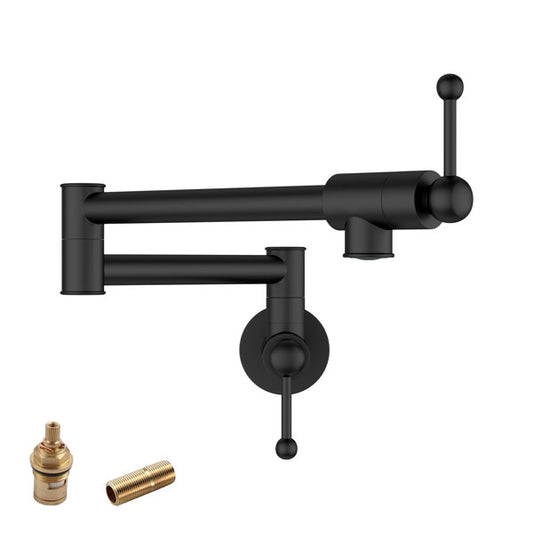 Lordear Brass Wall Mount Black Foldable and Stretchable Two Handle Kitchen Faucet  from Lordear