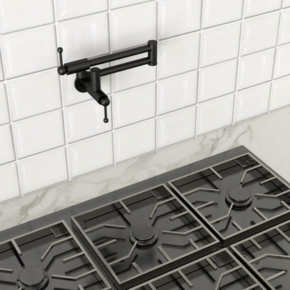 Lordear Brass Wall Mount Black Foldable and Stretchable Two Handle Kitchen Faucet  from Lordear