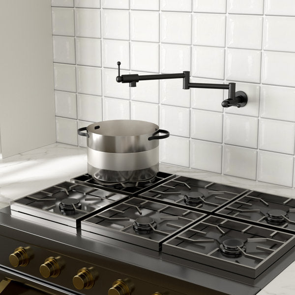 Lordear Brass Wall Mount Black Foldable and Stretchable Two Handle Kitchen Faucet  from Lordear