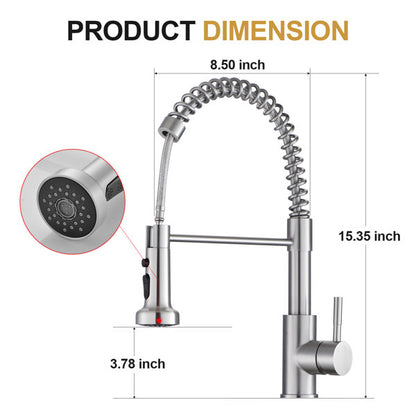 Lordear Stainless Steel Brushed Nickel 360-degree Pull Down Single Handle Kitchen Faucet  from Lordear