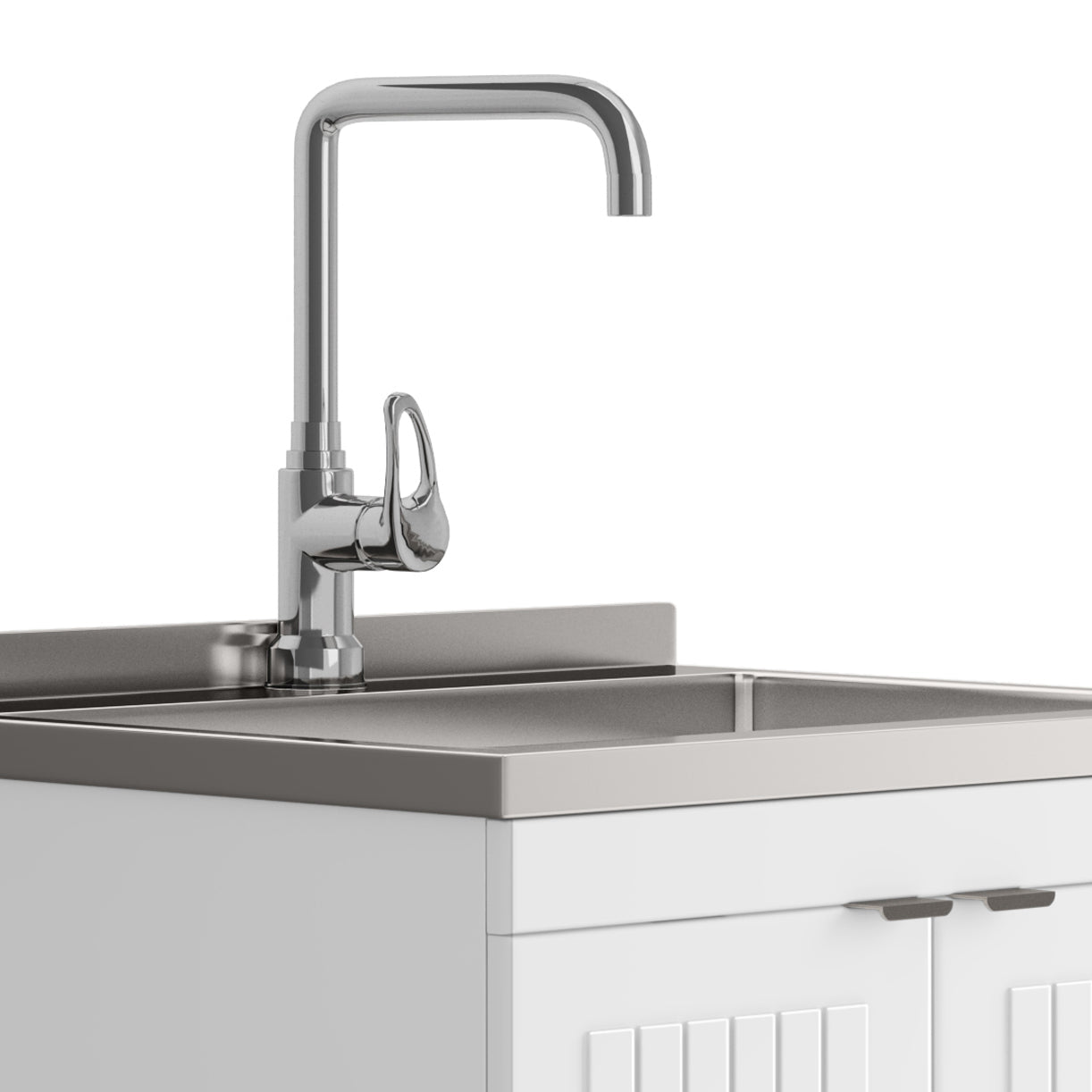 All-in-One Utility 10-inch Deep Stainless Steel Sink & 24/28-inch Pure White Laundry Cabinet With Faucet  from Lordear