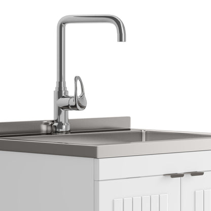 All-in-One Utility 10-inch Deep Stainless Steel Sink & 24/28-inch Pure White Laundry Cabinet With Faucet  from Lordear