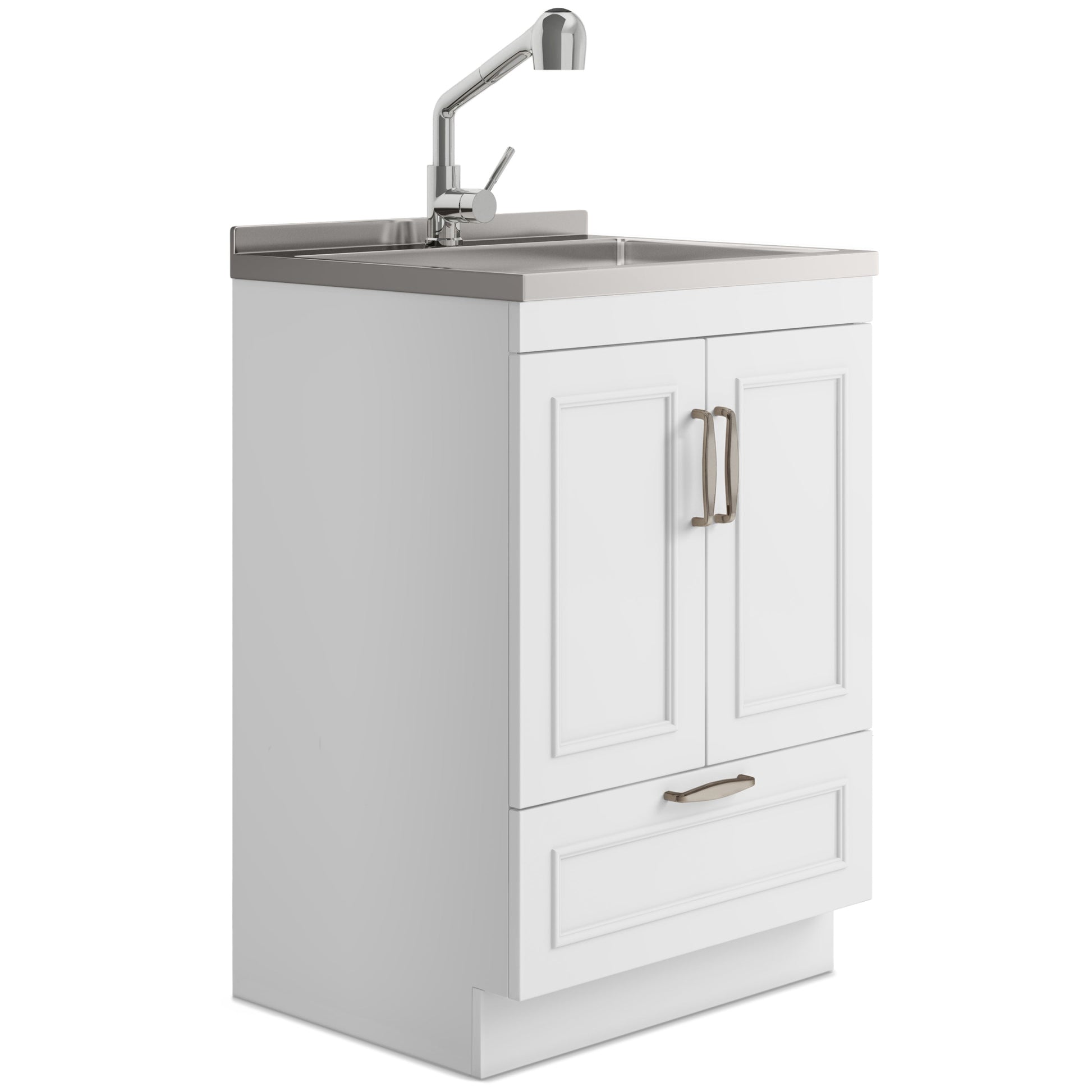 24-inch All-in-One Laundry Utility Sink & Cabinet in Pure White with Faucet  from Lordear