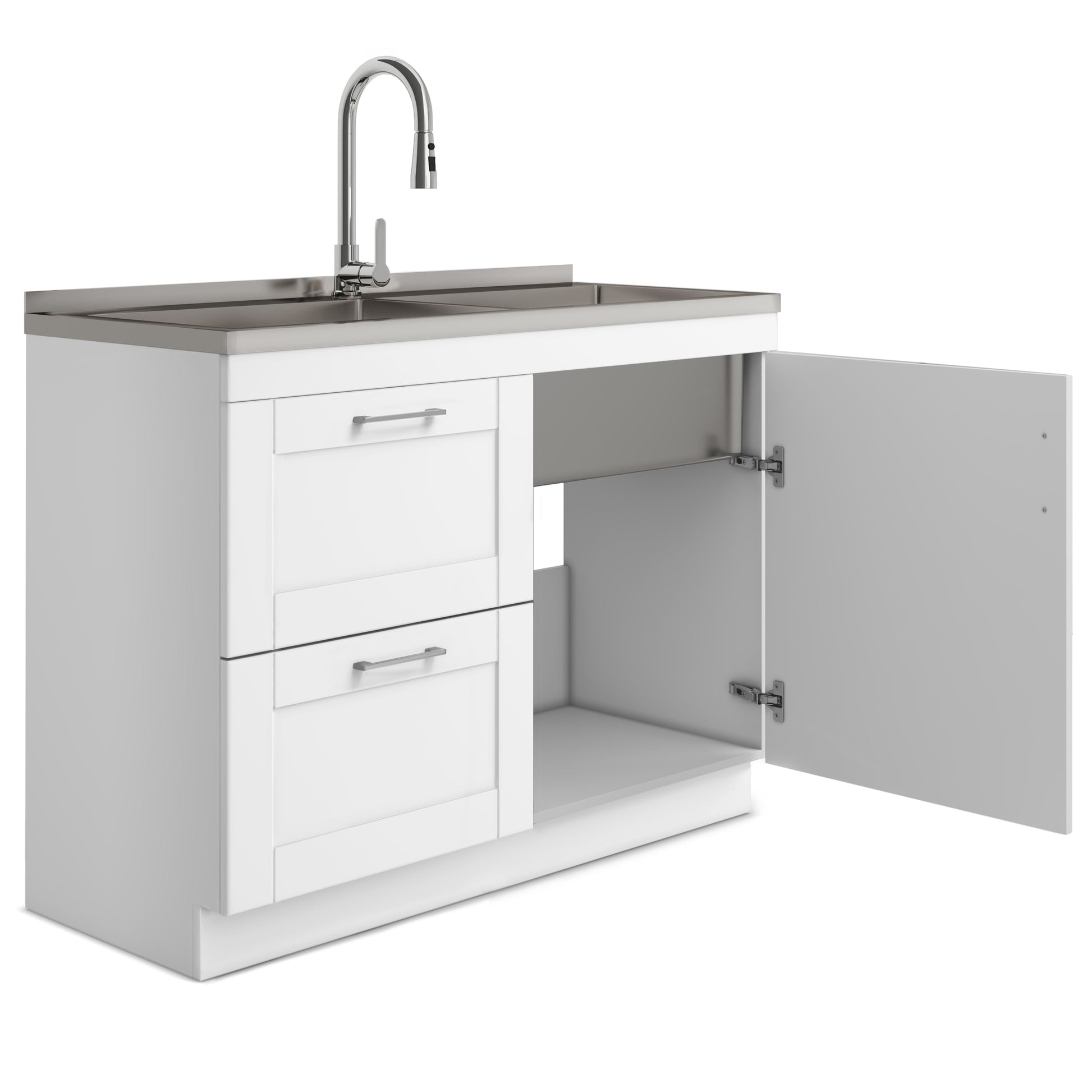Modern Wide Shaker All-in-One 46-inch  Laundry Utility Sink & Cabinet in Pure White  from Lordear