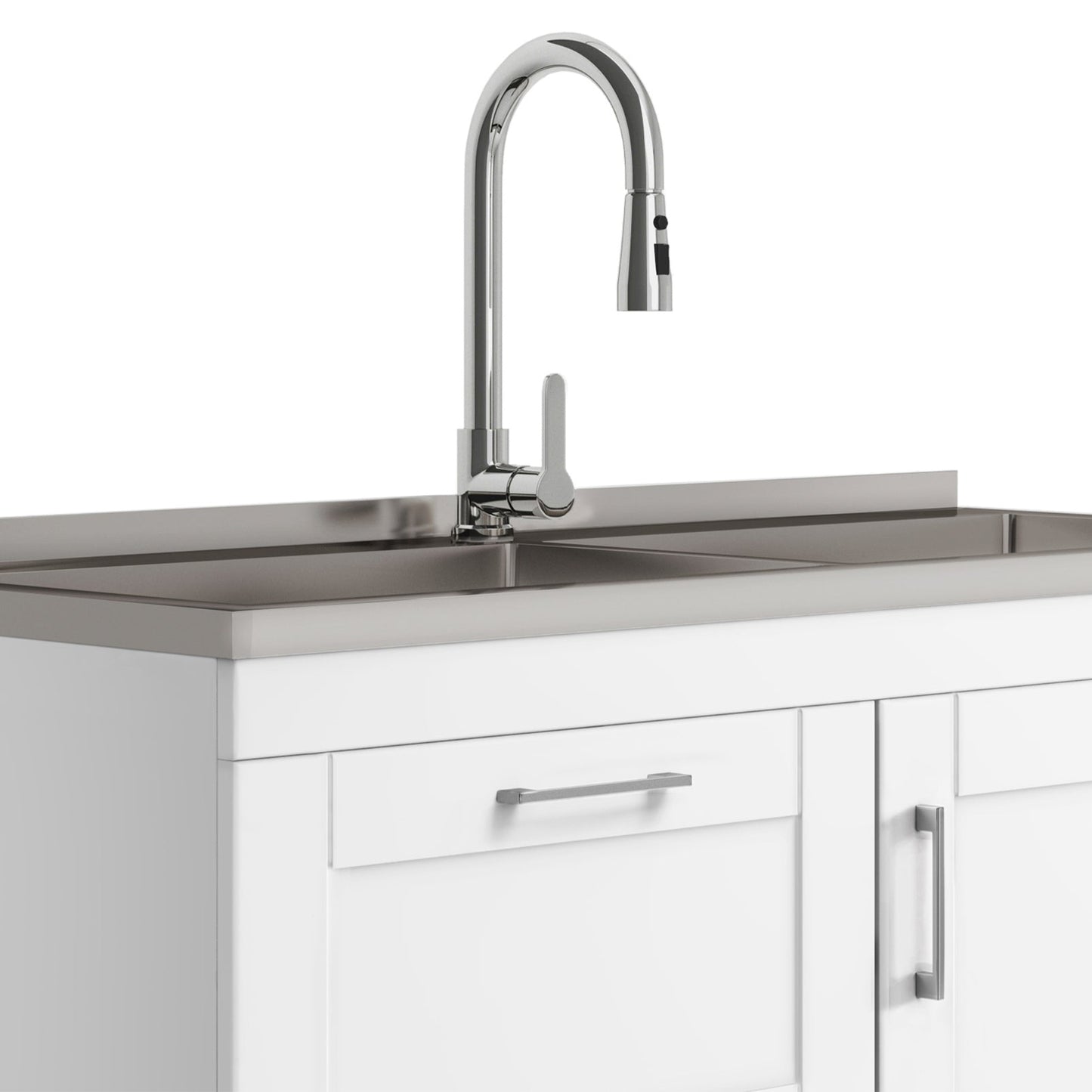 Modern Wide Shaker All-in-One 46-inch  Laundry Utility Sink & Cabinet in Pure White  from Lordear