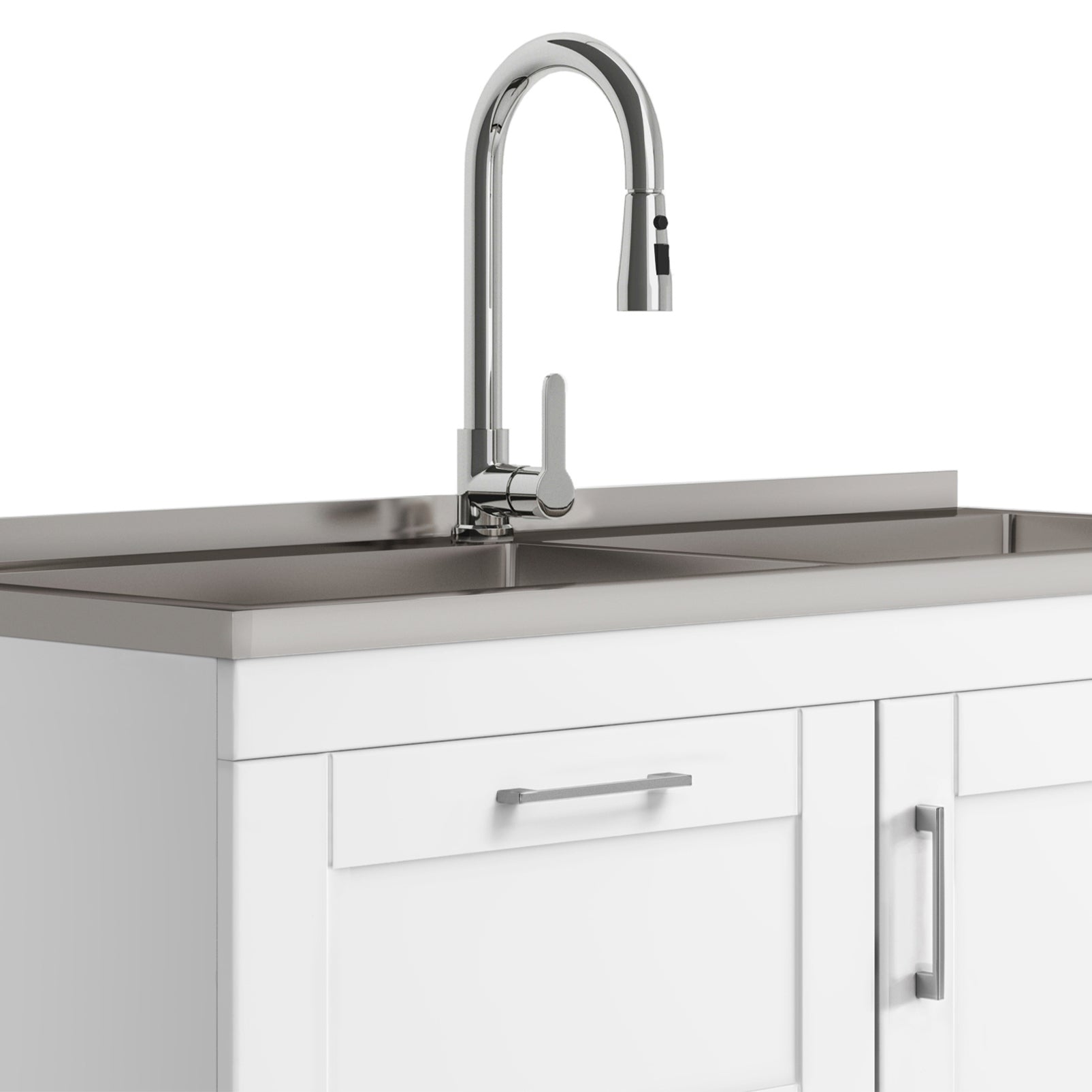 Modern Wide Shaker All-in-One 46-inch  Laundry Utility Sink & Cabinet in Pure White  from Lordear