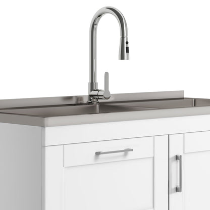 Modern Wide Shaker All-in-One 46-inch  Laundry Utility Sink & Cabinet in Pure White  from Lordear