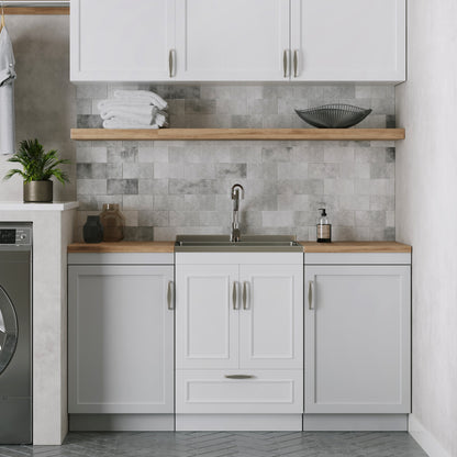 24-inch All-in-One Laundry Utility Sink & Cabinet in Pure White with Faucet  from Lordear