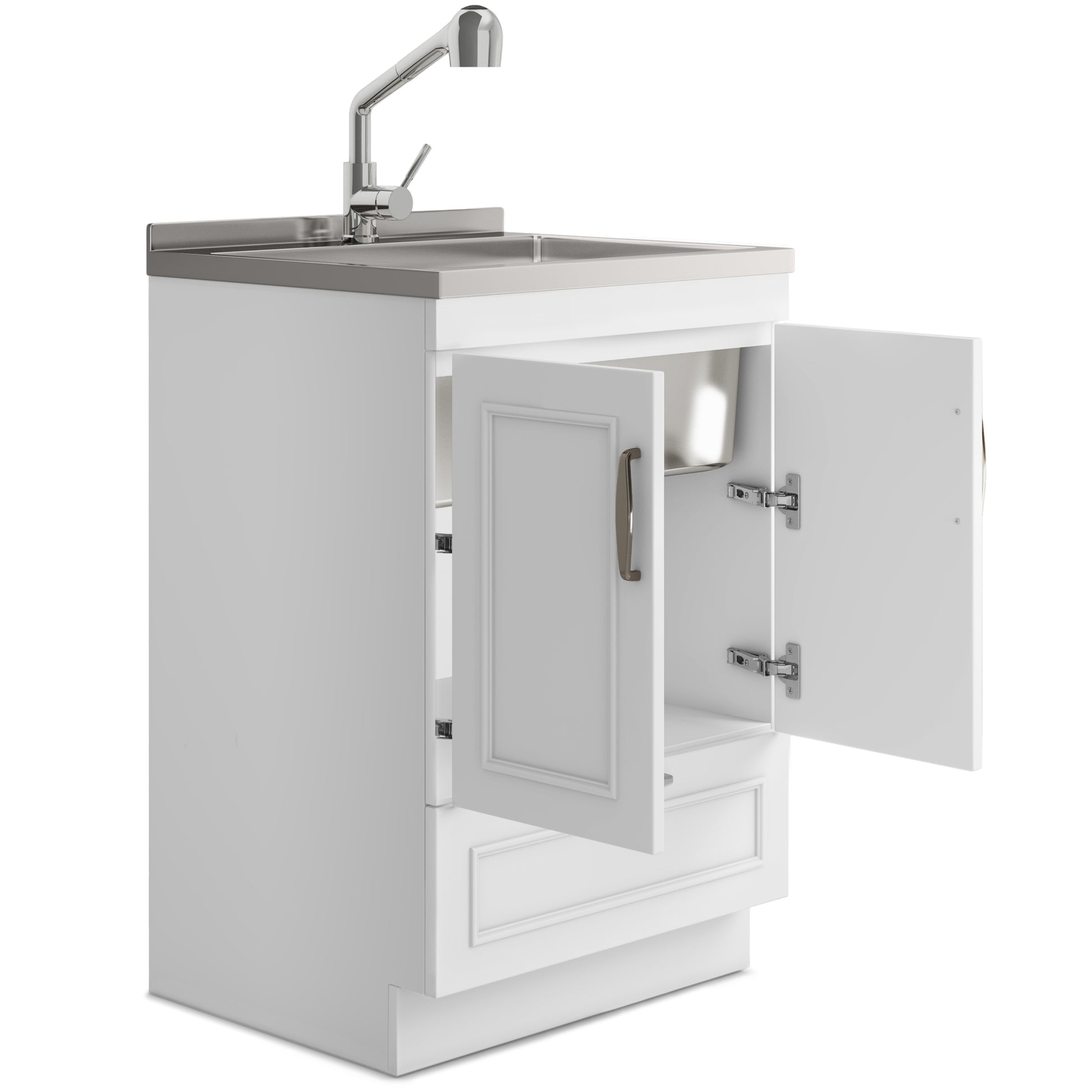 24-inch All-in-One Laundry Utility Sink & Cabinet in Pure White with Faucet  from Lordear