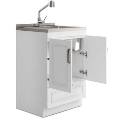 24-inch All-in-One Laundry Utility Sink & Cabinet in Pure White with Faucet  from Lordear