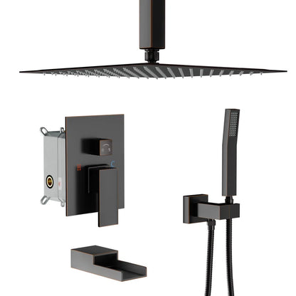 Lordear Stainless Steel Ceiling Mounted Rainfall Shower Head System with Waterfall Faucet  from Lordear