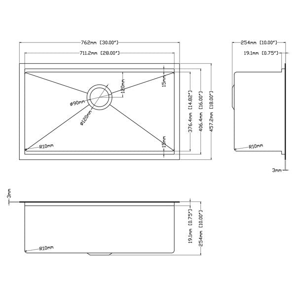 Lordear 30" x 18" Stainless Steel Black Undermount Workstation Kitchen Sink  from Lordear