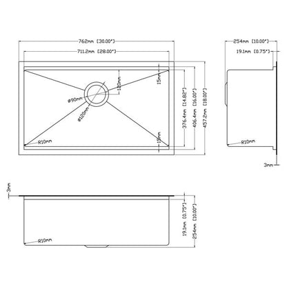Lordear 30" x 18" Stainless Steel Black Undermount Workstation Kitchen Sink  from Lordear