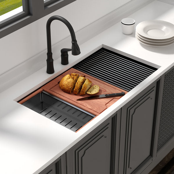Lordear 30" x 18" Stainless Steel Black Undermount Workstation Kitchen Sink  from Lordear