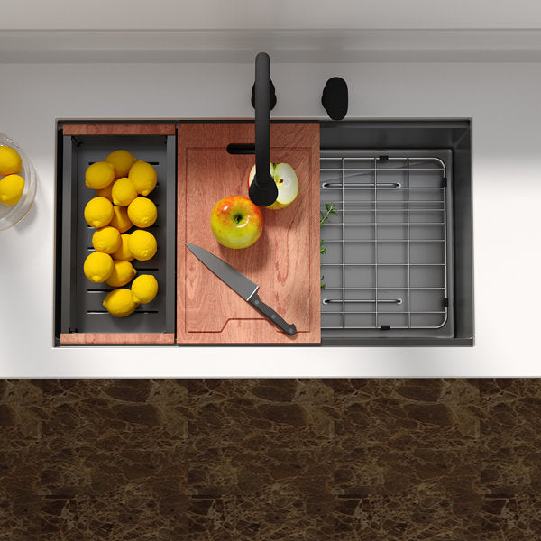 Lordear 30" x 18" Stainless Steel Black Undermount Workstation Kitchen Sink  from Lordear