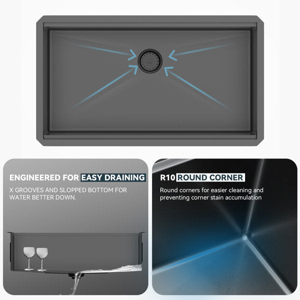 Lordear 30" x 18" Stainless Steel Black Undermount Workstation Kitchen Sink  from Lordear