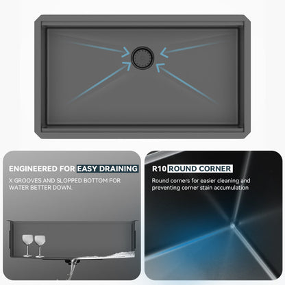 Lordear 30" x 18" Stainless Steel Black Undermount Workstation Kitchen Sink  from Lordear