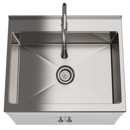 28in  Stainless Steel White Laundry Cabinet with Faucet and Sink  from Lordear