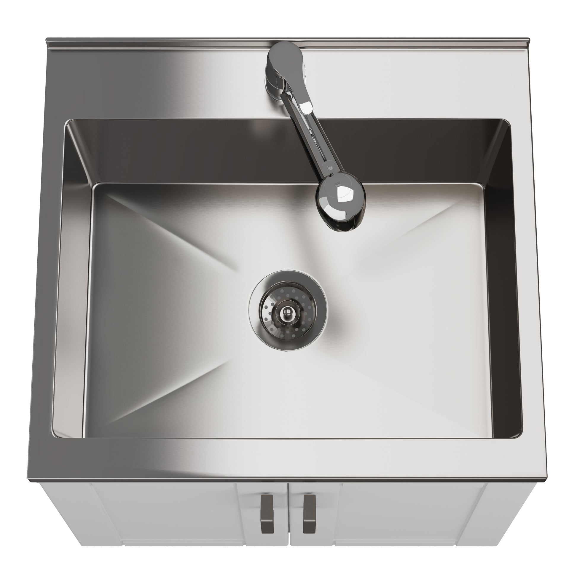 24-inch Wide Stainless Steel All-in-One Utility Laundry Sink & Pure White Cabinet and Pull-Out Faucet  from Lordear