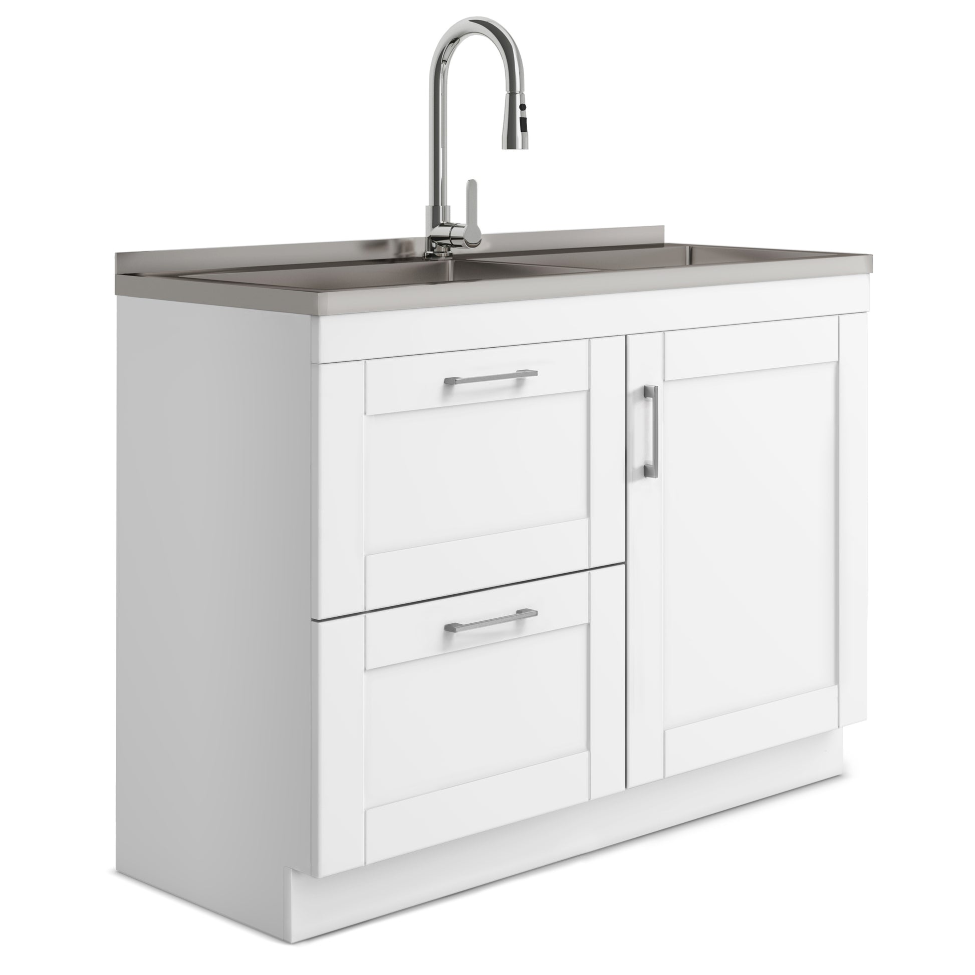 Modern Wide Shaker All-in-One 46-inch  Laundry Utility Sink & Cabinet in Pure White  from Lordear