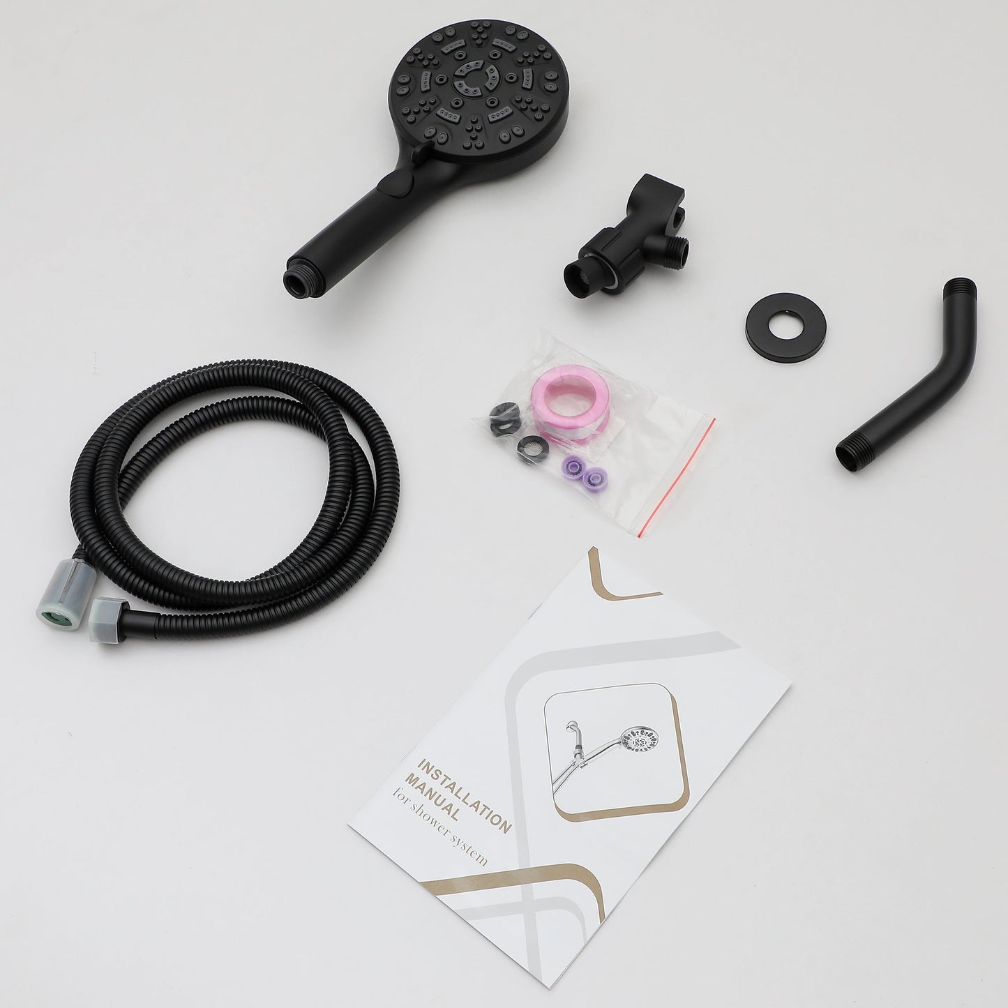 Lordear 5" Stainless Steel Wall Mounted Matte Black Round Rainfall Single Shower Head  from Lordear