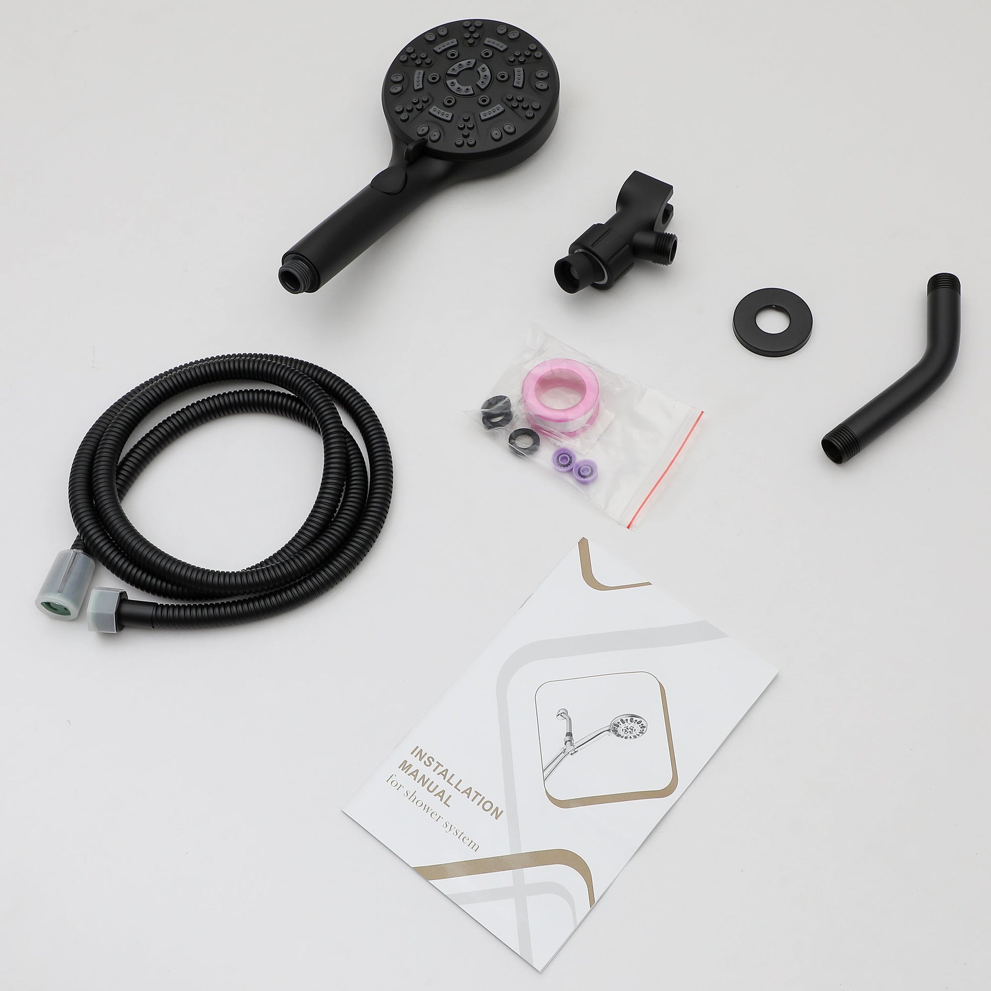 Lordear 5" Stainless Steel Wall Mounted Matte Black Round Rainfall Single Shower Head  from Lordear