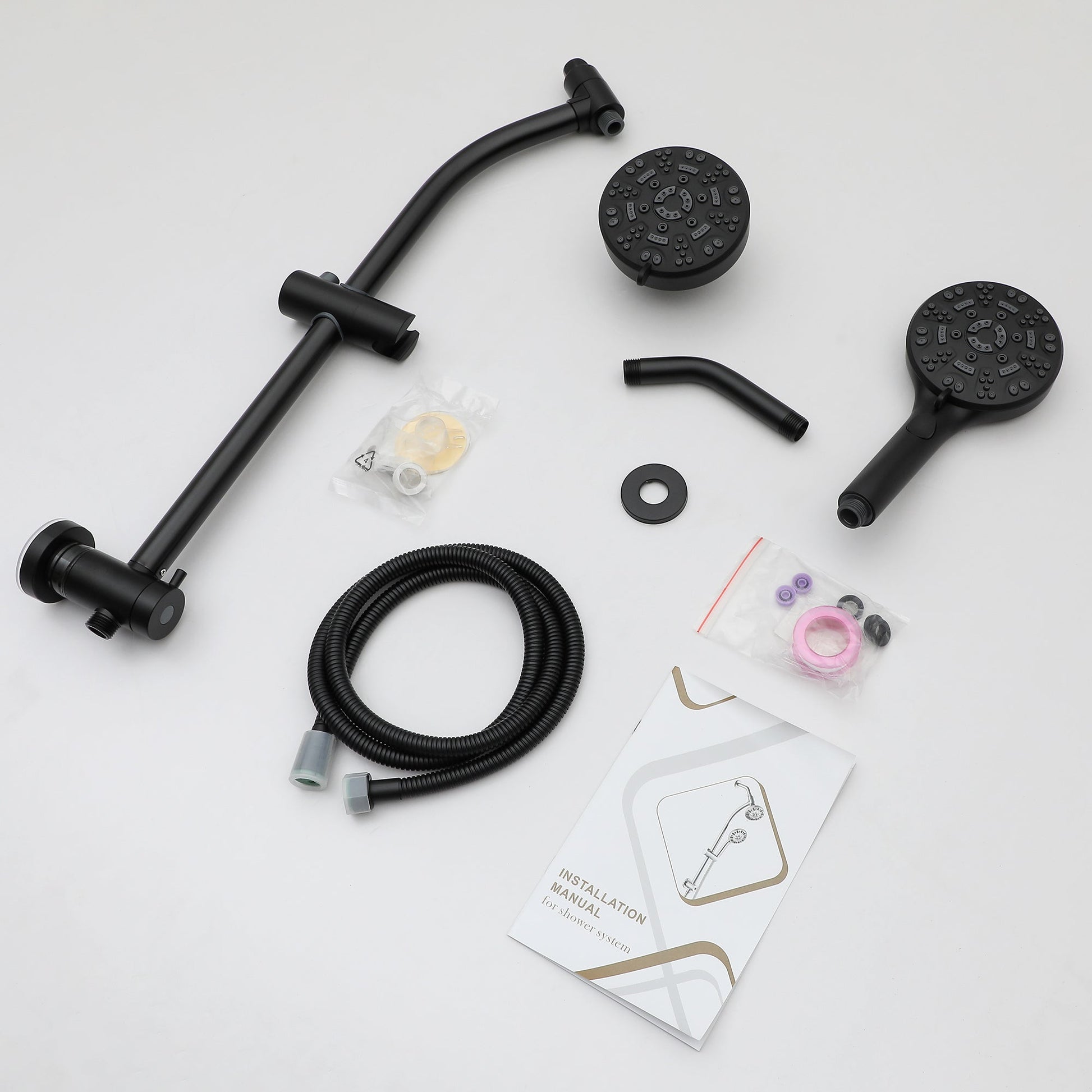Lordear 5" ‎Stainless Steel Wall Mounted Matte Black Rainfall Round Dual Shower Head Set  from Lordear