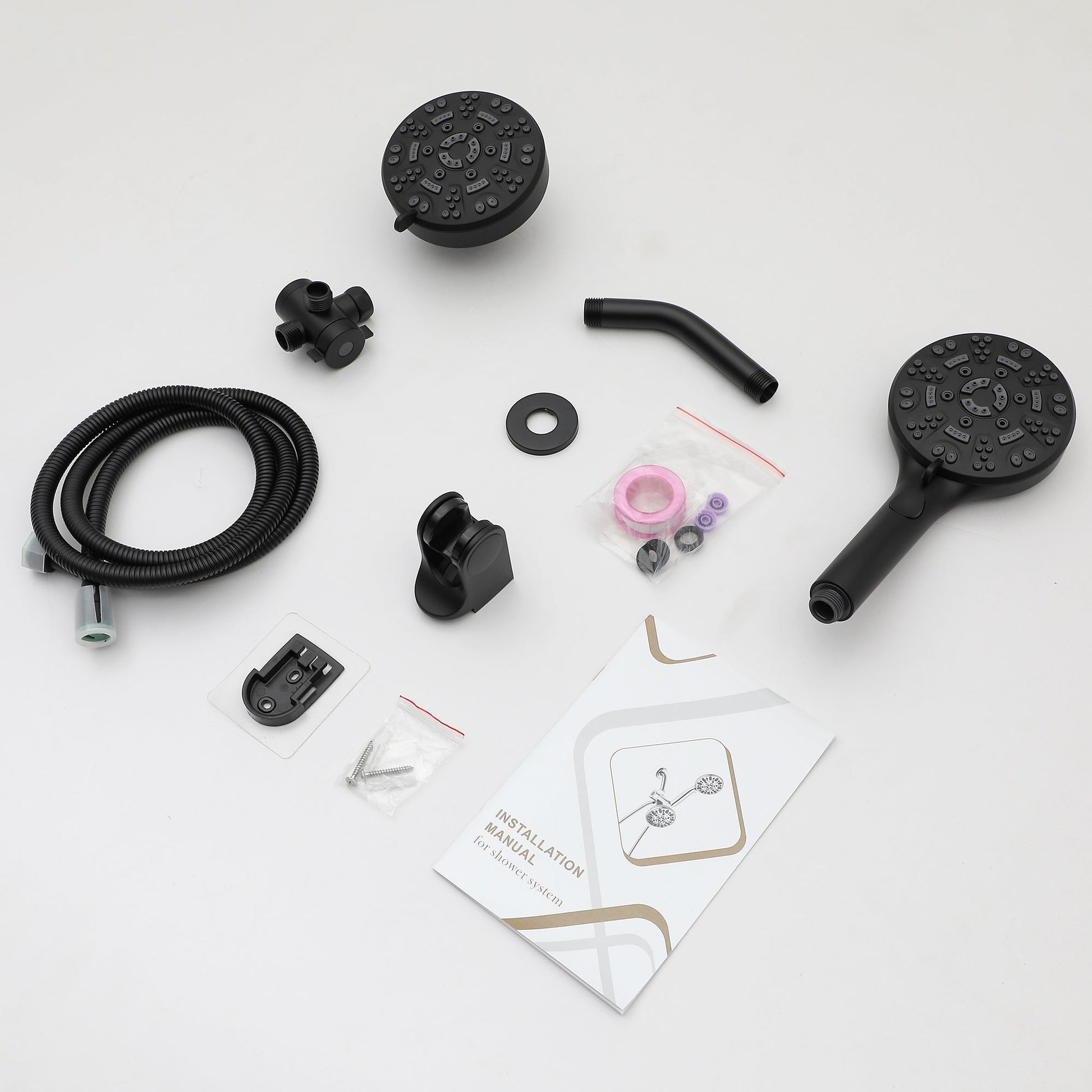 Lordear 5" Stainless Steel Wall Mounted Matte Black Modern Rainfall Shower Head Set  from Lordear