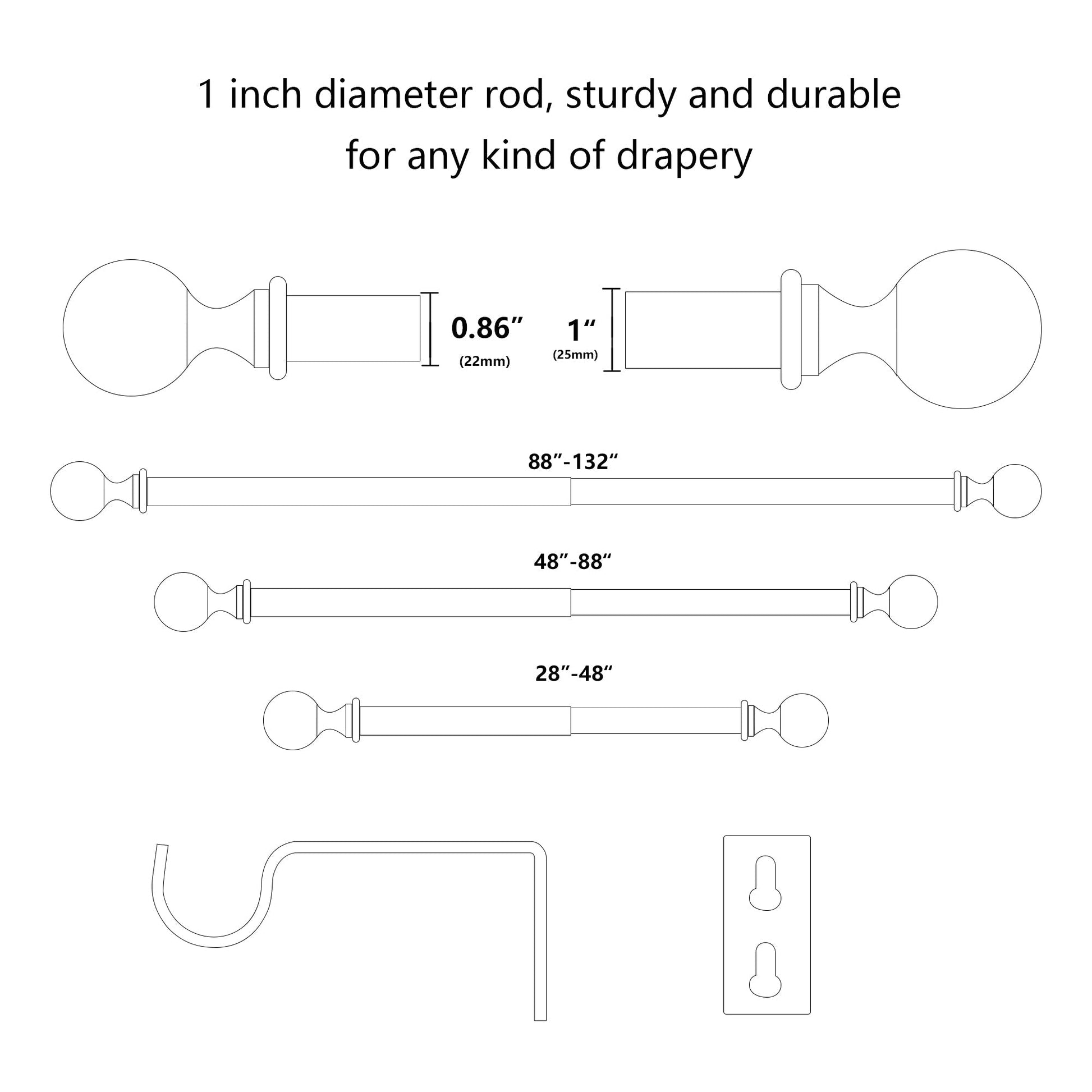 07 Adjustable Single Metal Curtain Rod Single Drapery Rod Set | Adjustable Single Metal Curtain Rod, antique gold curtain rod, Curtain Rod, Hot Sale, Metal Curtain Rod, rod, Rod Set, single curtain rod | Lordear