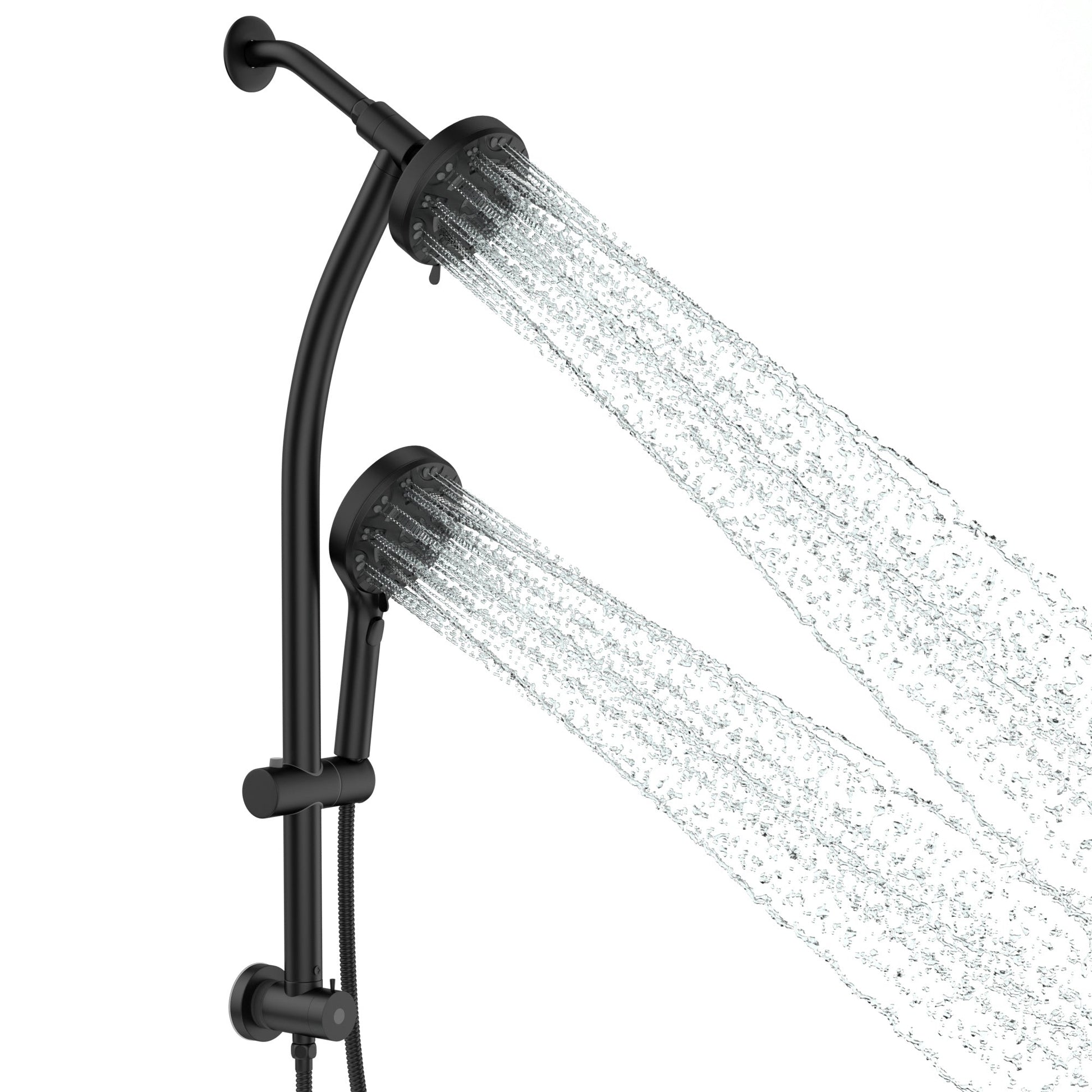 Lordear 5" ‎Stainless Steel Wall Mounted Matte Black Rainfall Round Dual Shower Head Set  from Lordear