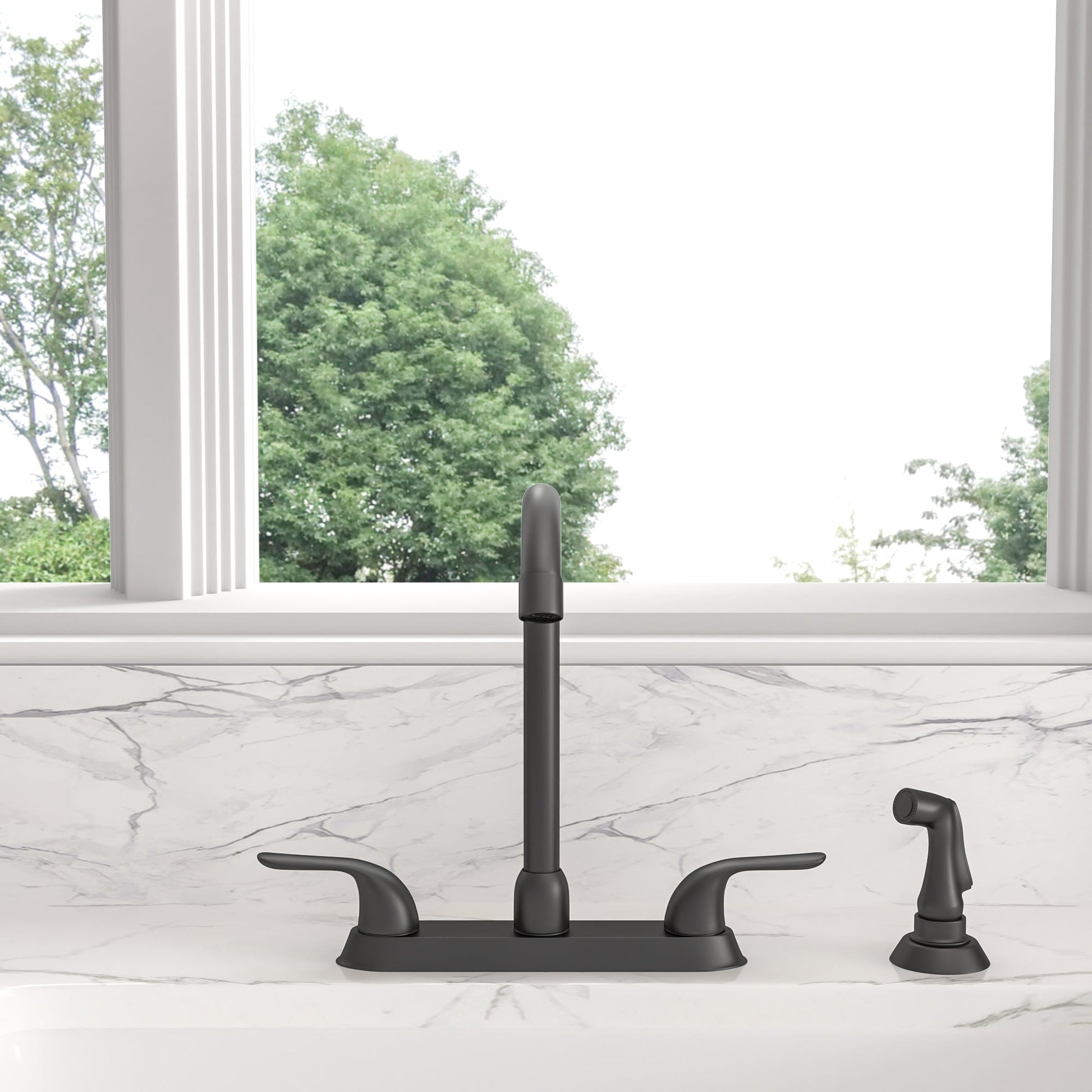 Lordear Brass Modern Design Double Handle Pull Out Spray Head Kitchen Faucet  from Lordear