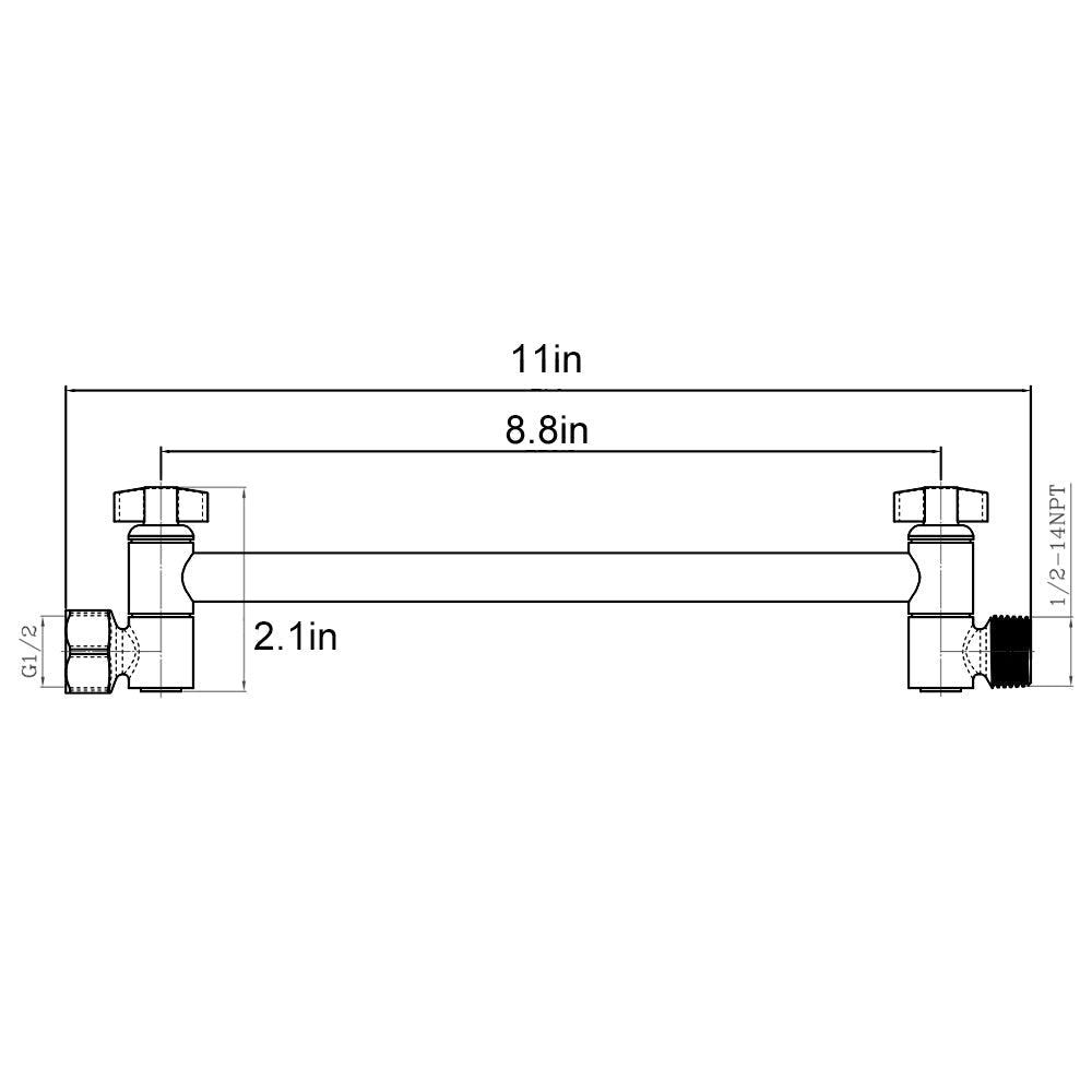 Lordear 11" Brass Wall Mounted Adjustable Chrome Rainfall Shower Head Extender Arm  from Lordear