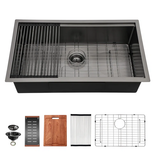Lordear 33" x 19" Stainless Steel Black Single Bowl Workstation Kitchen Sink  from Lordear