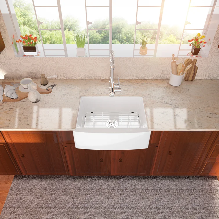 Lordear 24" Ceramic White Apron Front Single Bowl Farmhouse Kitchen Sink  from Lordear