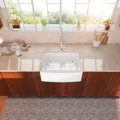 Lordear 24'' Ceramic White Apron Front Single Bowl Farmhouse Kitchen Sink  from Lordear