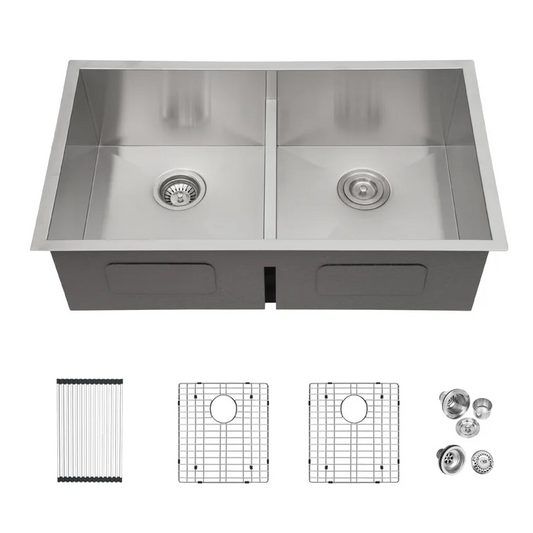 Lordear Stainless Steel Double Bowl Undermount Low Divide Kitchen Sink  from Lordear
