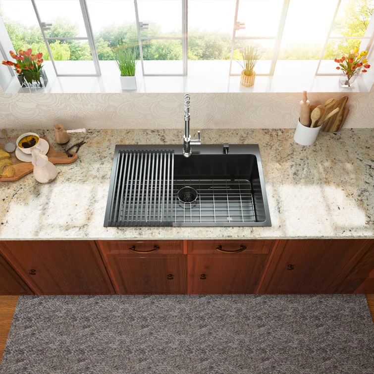 Lordear 28" Stainless Steel Gunmetal Black Topmount Single Bowl Kitchen Sink  from Lordear