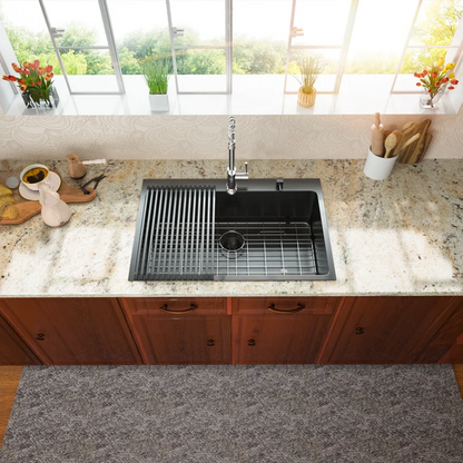 Lordear 28" Stainless Steel Gunmetal Black Topmount Single Bowl Kitchen Sink  from Lordear