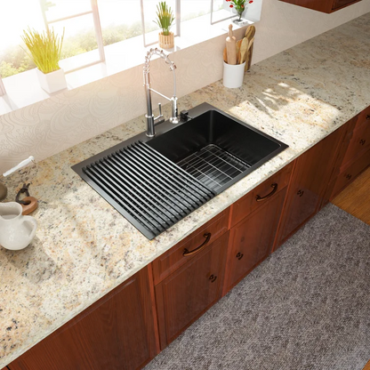Lordear 28" Stainless Steel Gunmetal Black Topmount Single Bowl Kitchen Sink  from Lordear