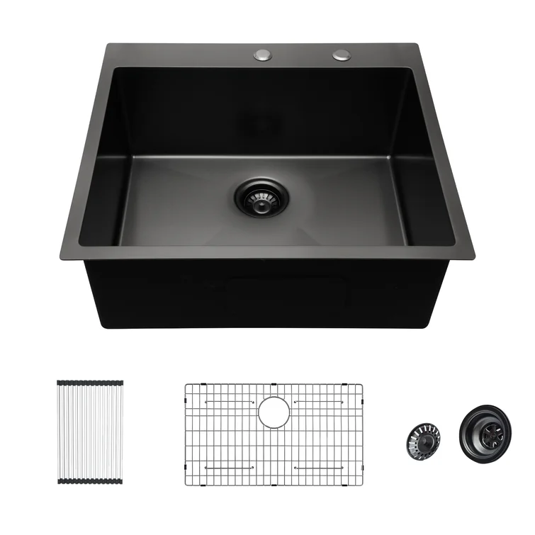 Lordear 28" Stainless Steel Gunmetal Black Topmount Single Bowl Kitchen Sink  from Lordear