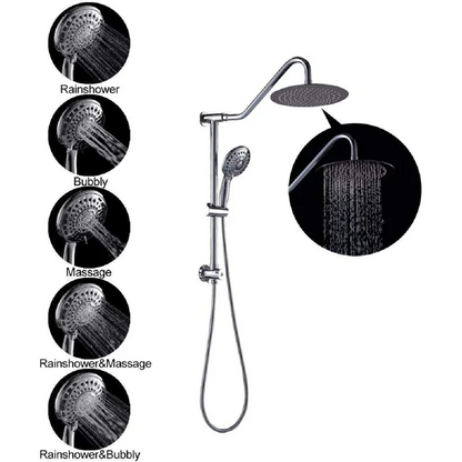Lordear 10" Stainless steel Wall Mounted Round Rainfall Shower Head with Handheld Shower and Adjustable Slide Bar  from Lordear