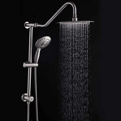 Lordear 10" Stainless steel Wall Mounted Round Rainfall Shower Head with Handheld Shower and Adjustable Slide Bar  from Lordear