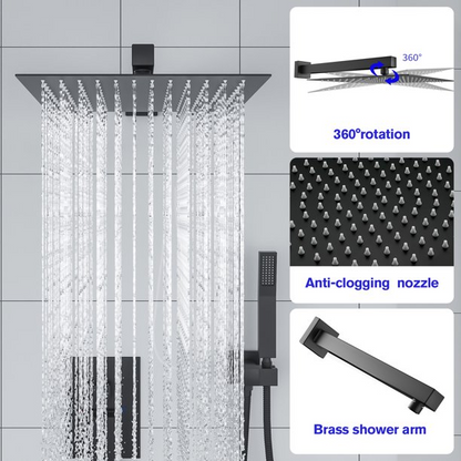 Lordear Stainless Steel Wall Mounted Rainfall Shower Head with Handheld and Waterfall Faucet  from Lordear
