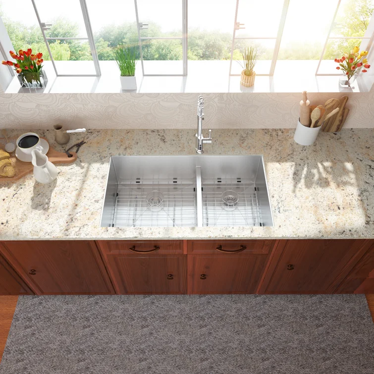 Lordear Stainless Steel Double Bowl Undermount Low Divide Kitchen Sink  from Lordear