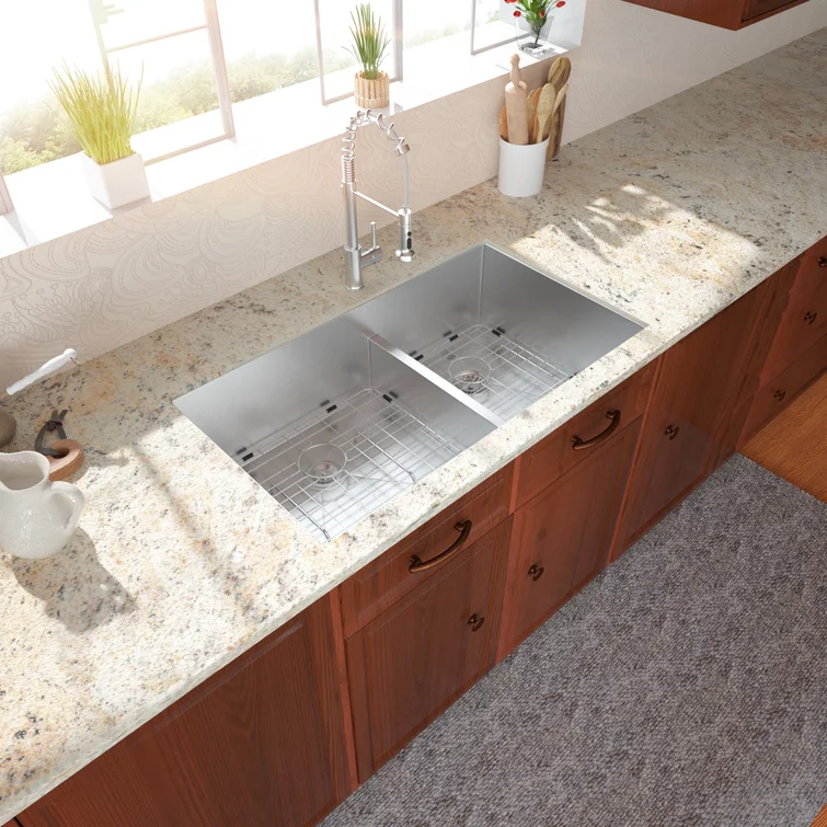 Lordear Stainless Steel Double Bowl Undermount Low Divide Kitchen Sink  from Lordear