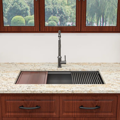 Lordear 33" x 19" Stainless Steel Black Single Bowl Workstation Kitchen Sink  from Lordear