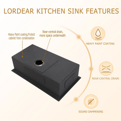 Lordear 33" x 19" Stainless Steel Black Single Bowl Workstation Kitchen Sink  from Lordear