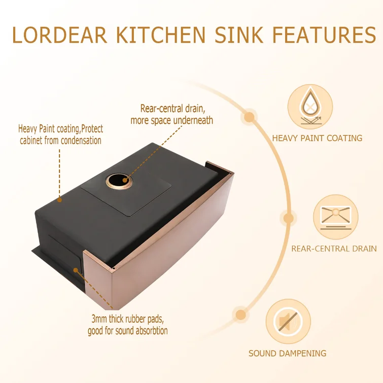 Lordear 36" x 21" Stainless Steel Apron Front Single Bowl Farmhouse Kitchen Sink  from Lordear