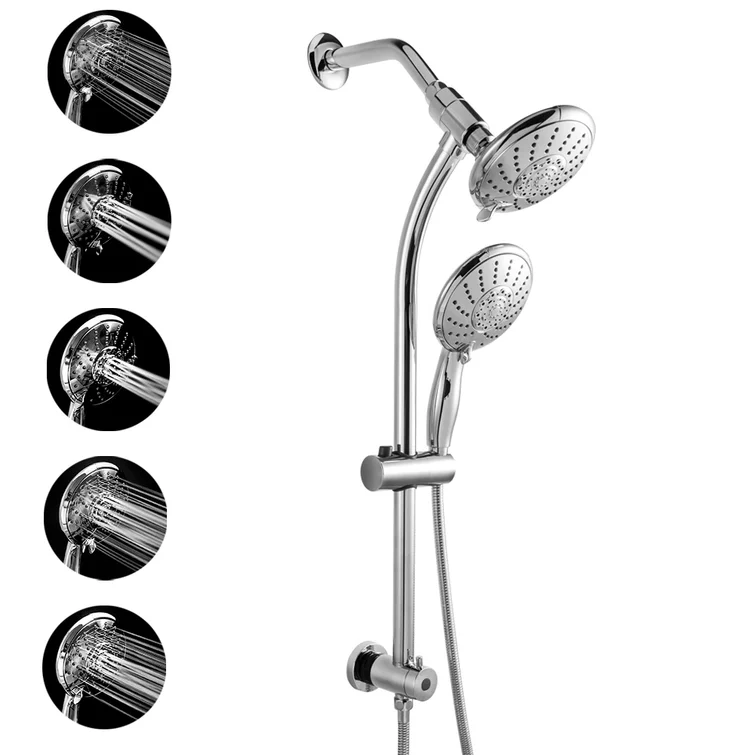 Lordear 5" Stainless Steel Wall Mounted 5-Setting Round Rainfall Shower Head  from Lordear